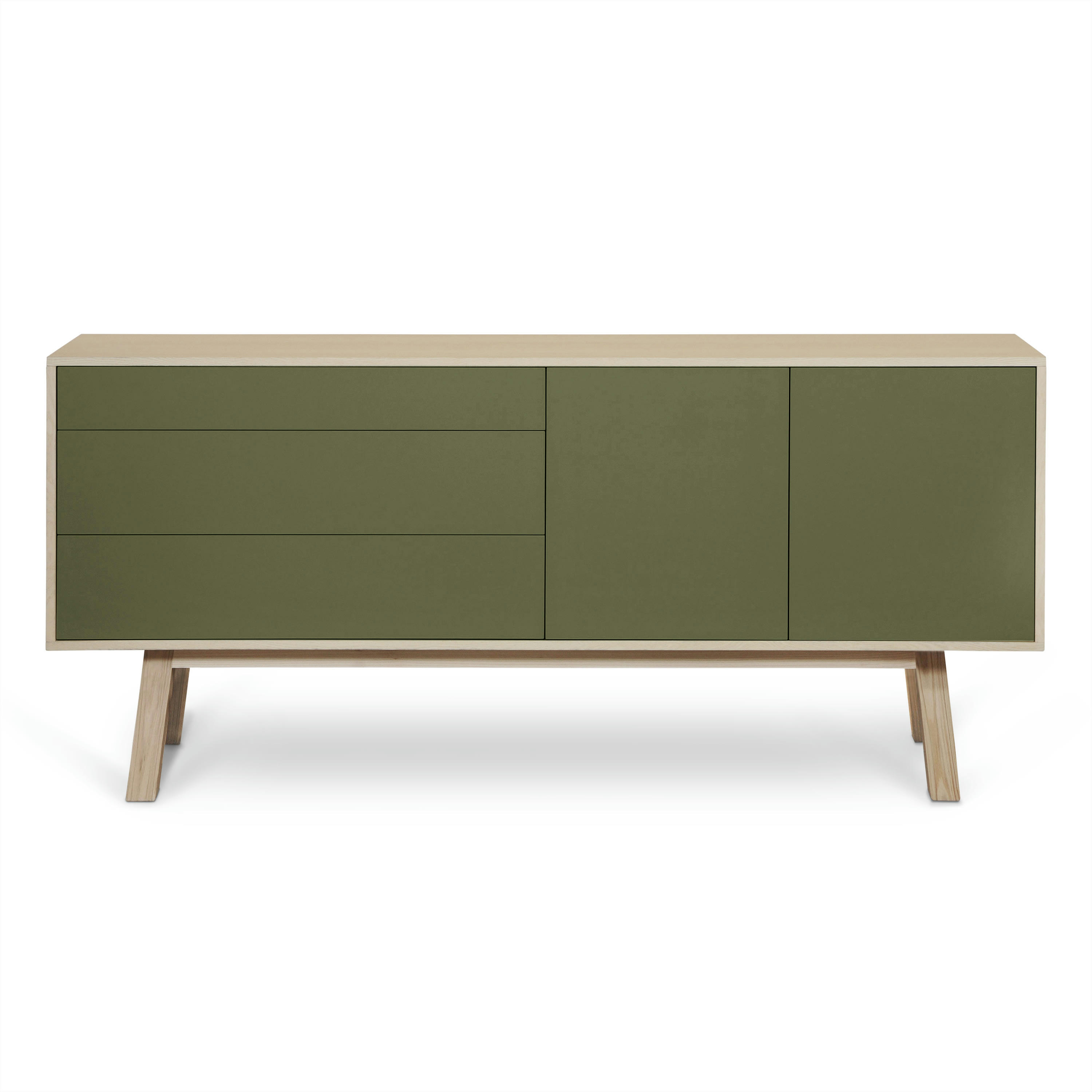 KUBE - Buffet en frêne 2 portes+3 tiroirs 180 cm, hauteur 94 cm