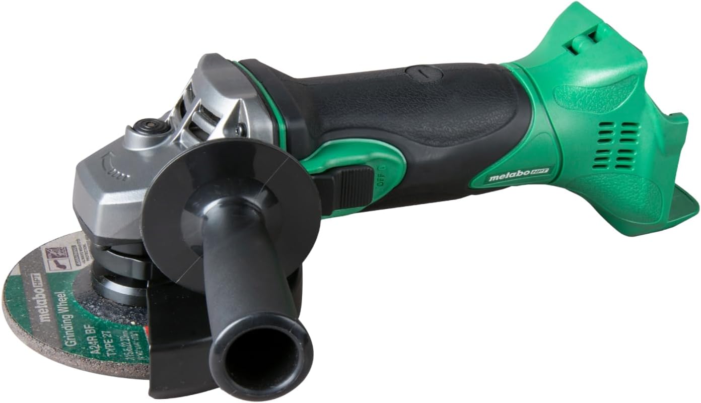 Metabo HPT 18V MultiVolt 4-1/2 Inch Slide Switch Power Angle Grinder Kit, High Torque Motor Power Tool with Battery Charge Indicator, Soft Grip Handle, Safety Features, G18DSL2Q4