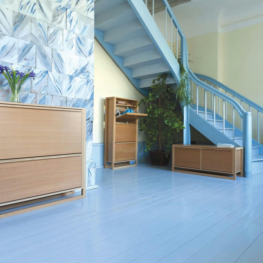 NEWEST - Meuble à chaussures 2 compartiments en bois L120cm bois clair