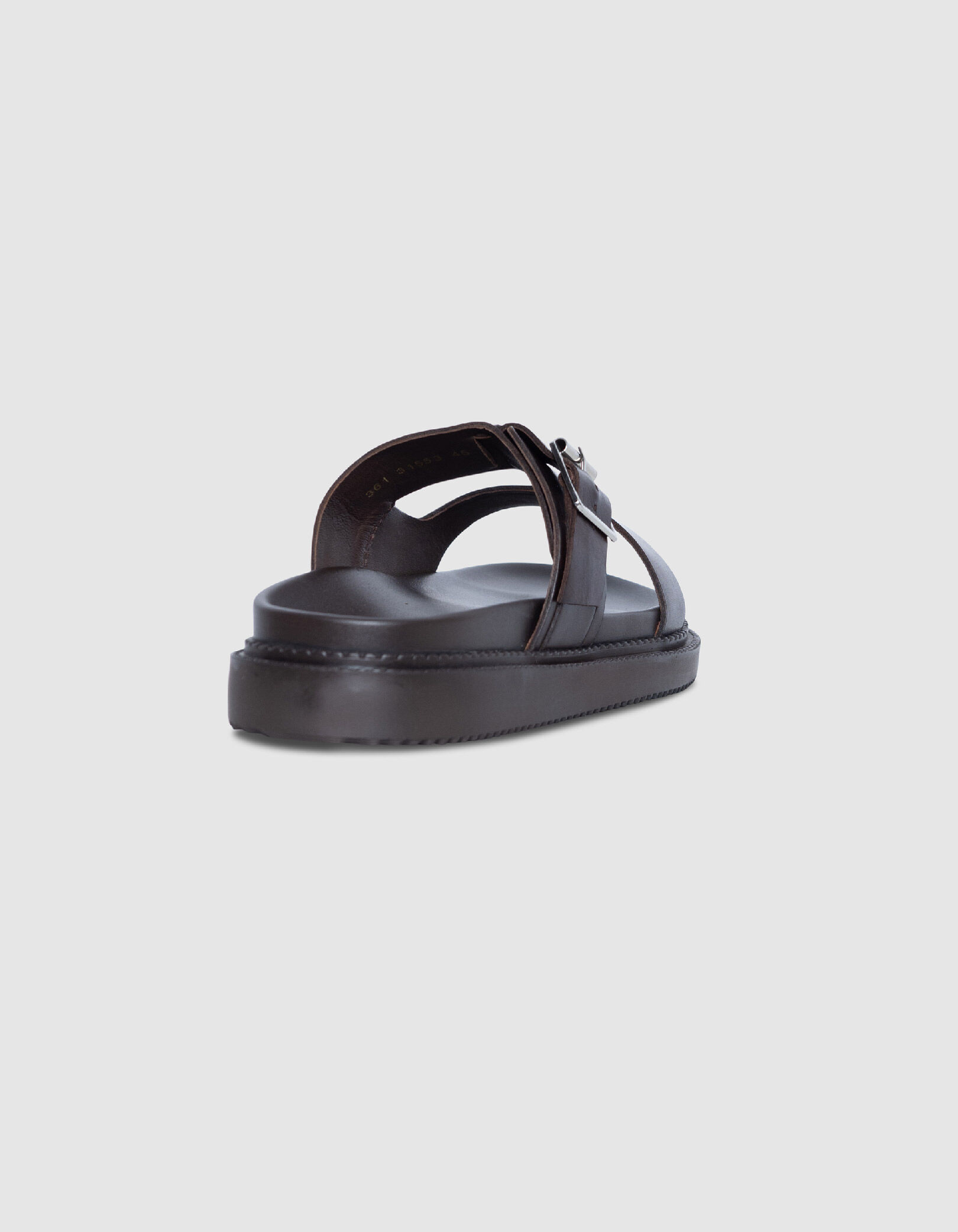 Mules cuir brun double bride Homme