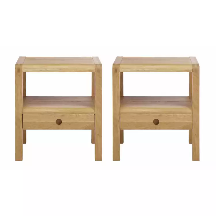 Habitat Radius 1 Drawer Set of 2 Bedside Tables- Oak