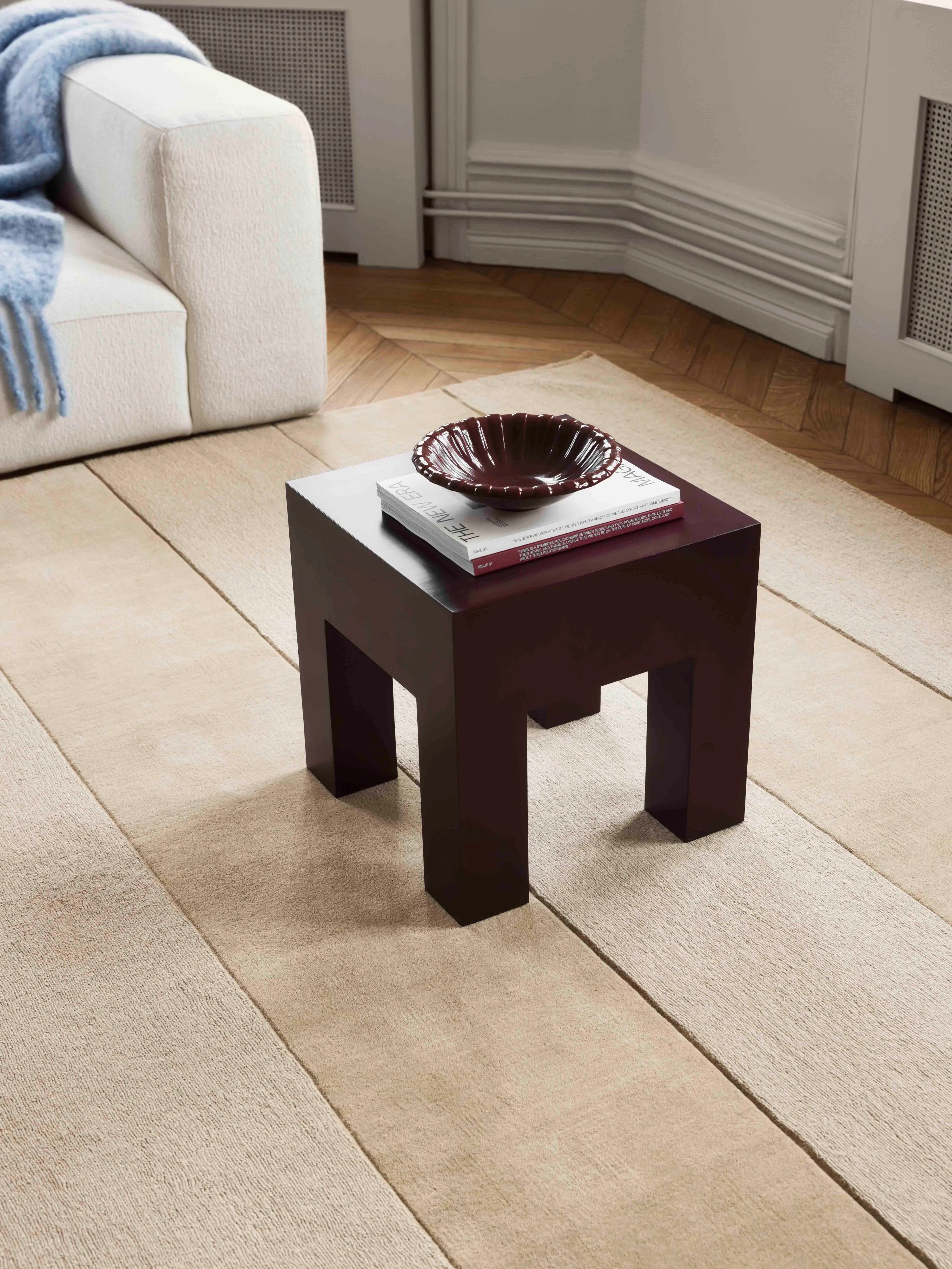 Handgewebter Kurzflor-Wollteppich Sicilian Stripe