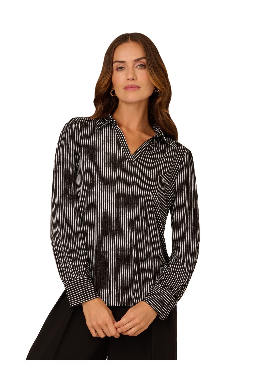 Adrianna Papell Long Sleeve V-Collar