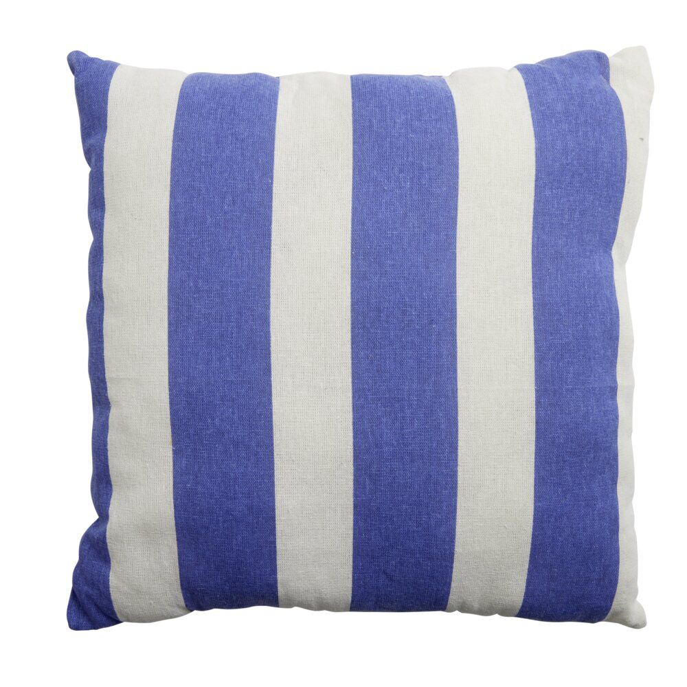 Coussin carré déperlant bayadère bleu et blanc 40x40cm