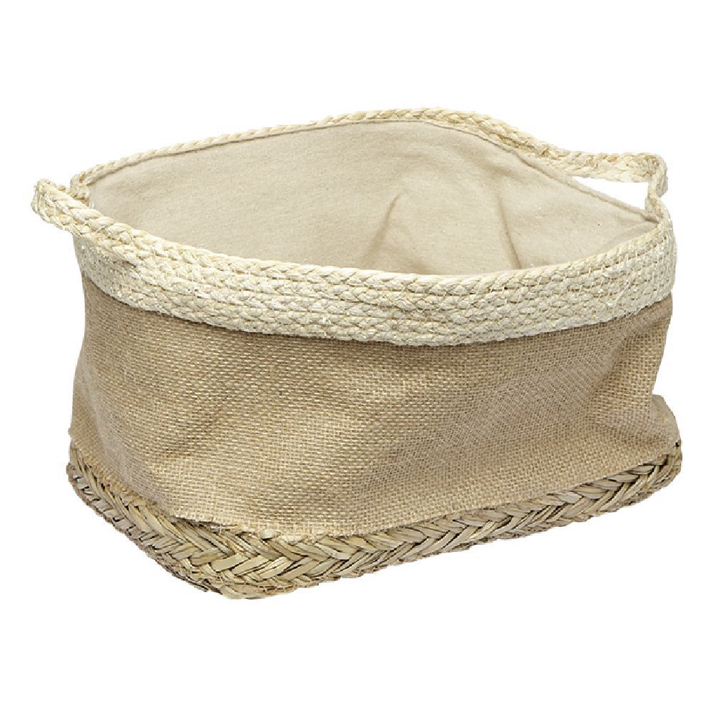 Panière rectangulaire en jonc naturel L34x24 cm