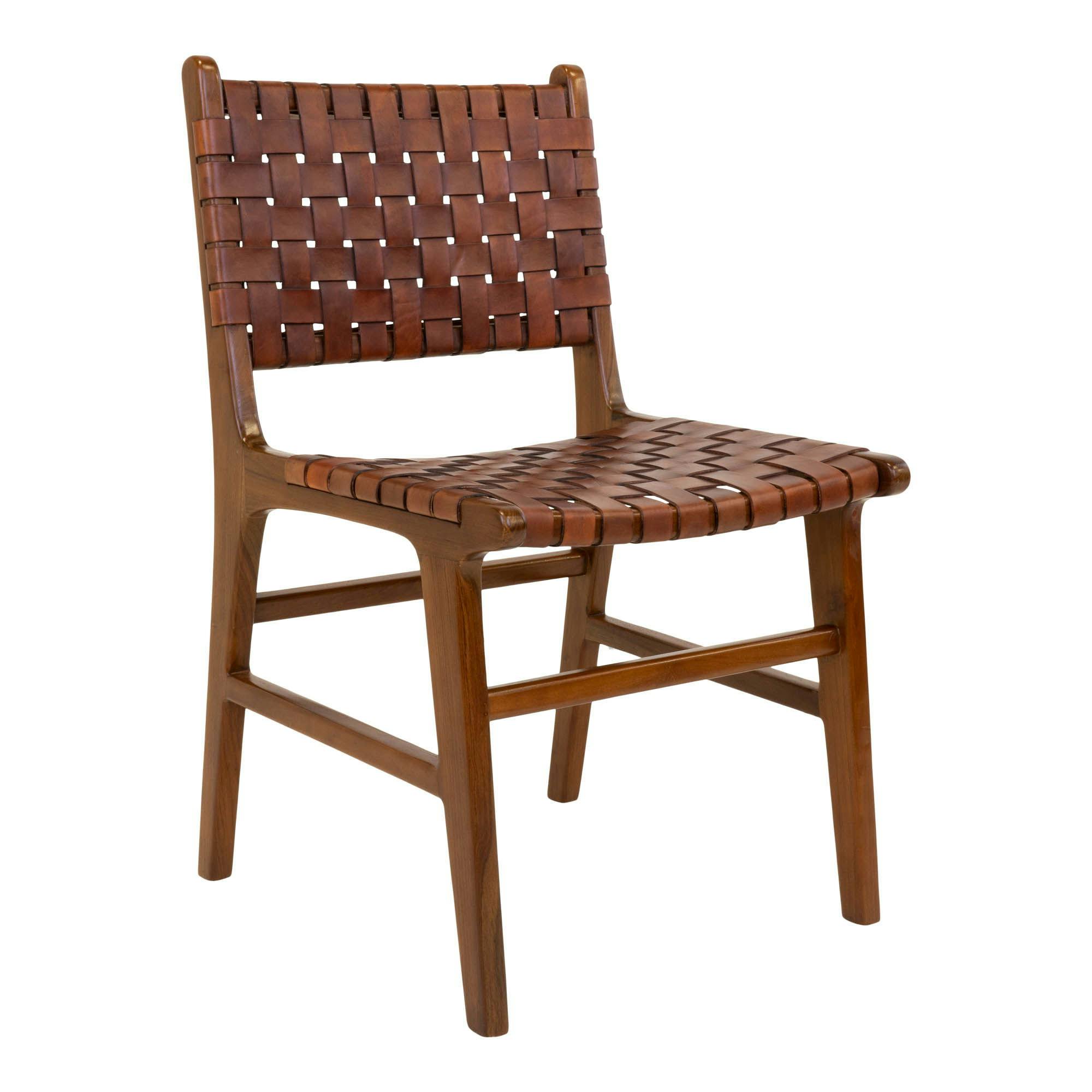 Chaise en bois et cuir tressé marron (lot de 2) MENDOZA