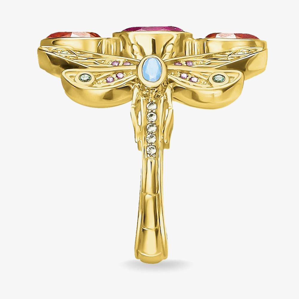 THOMAS SABO Gold Plated Multi-Stone Dragonfly Ring TR2228-471-7-54