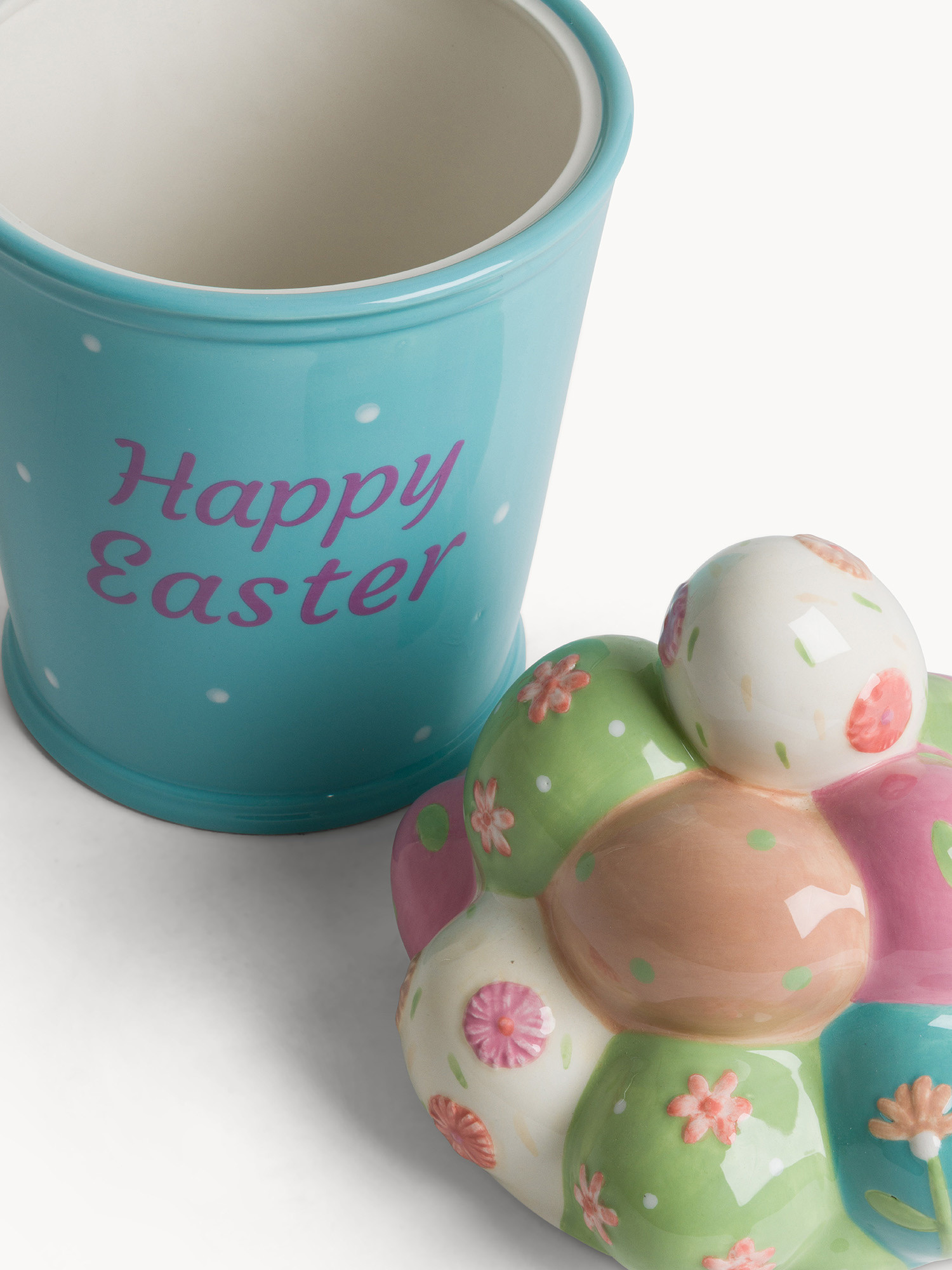 Biscottiera in ceramica applicazione uova