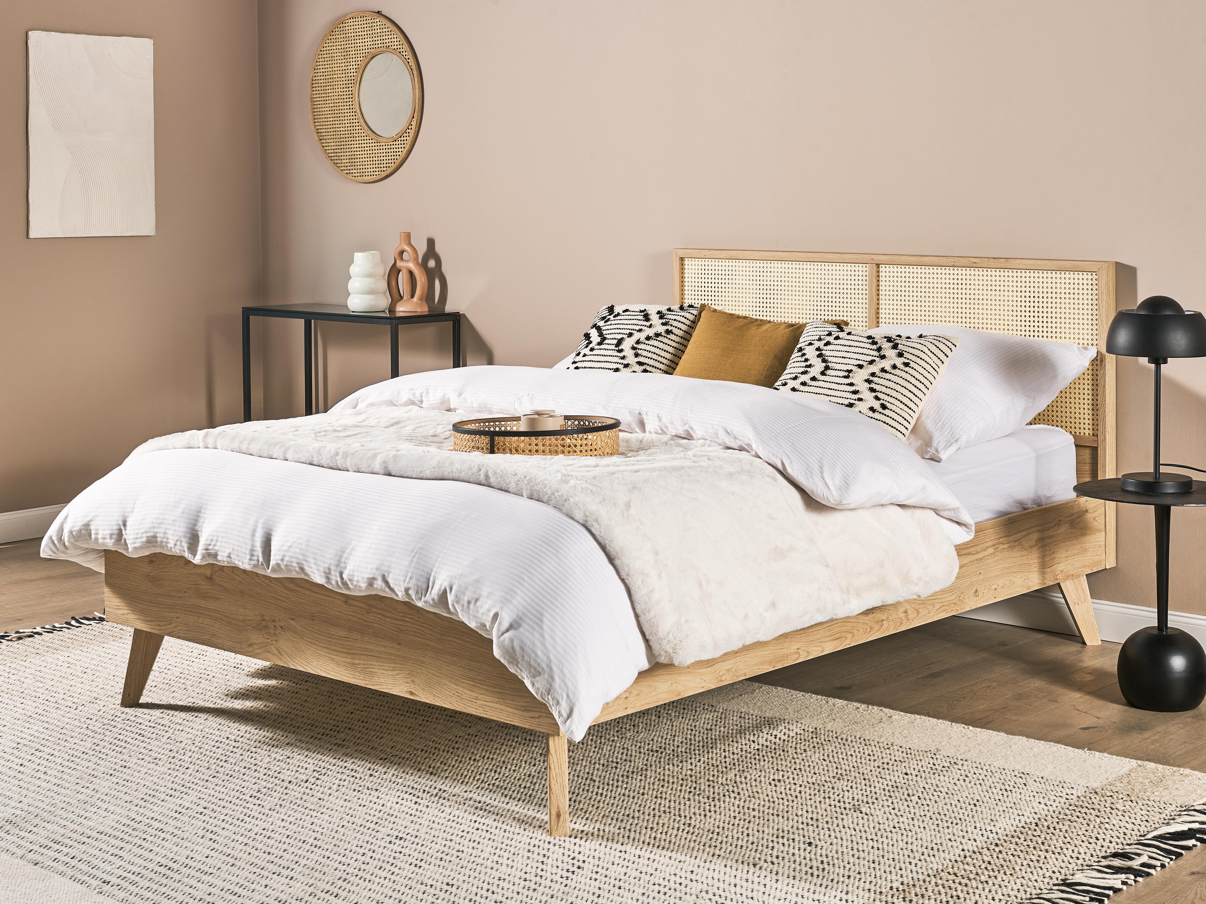 Bed PE Rattan MONPAZIER 120 x 200 cm (EU Small Double) Light Brown