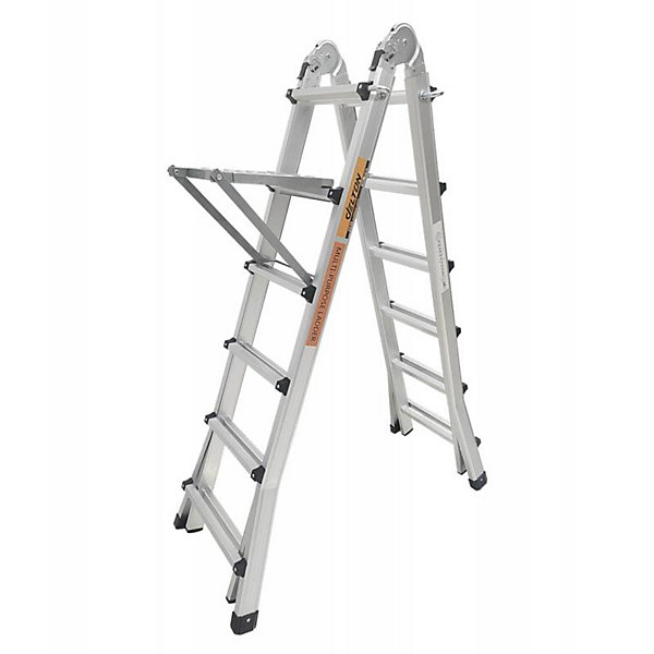 échelle articulée pliante et télescopique en aluminium 4x6 marches 6,04m   1 tablette