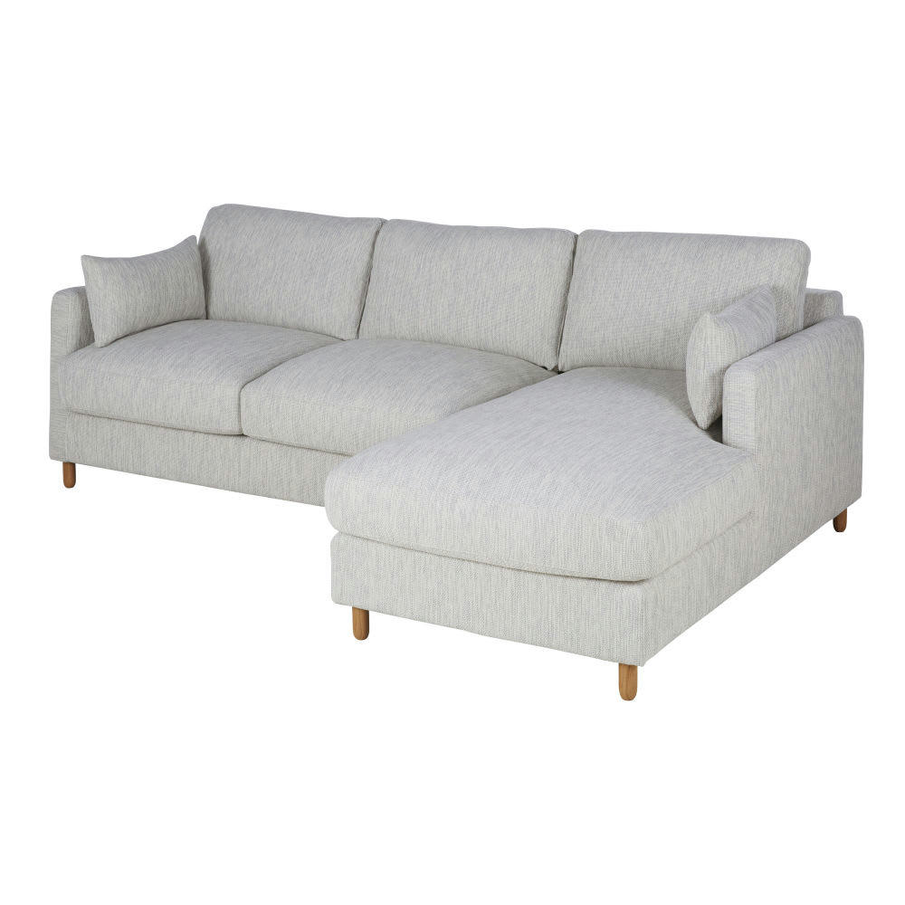 Julian - Canapé d'angle droit 3/4 places en textile recyclé gris clair chiné