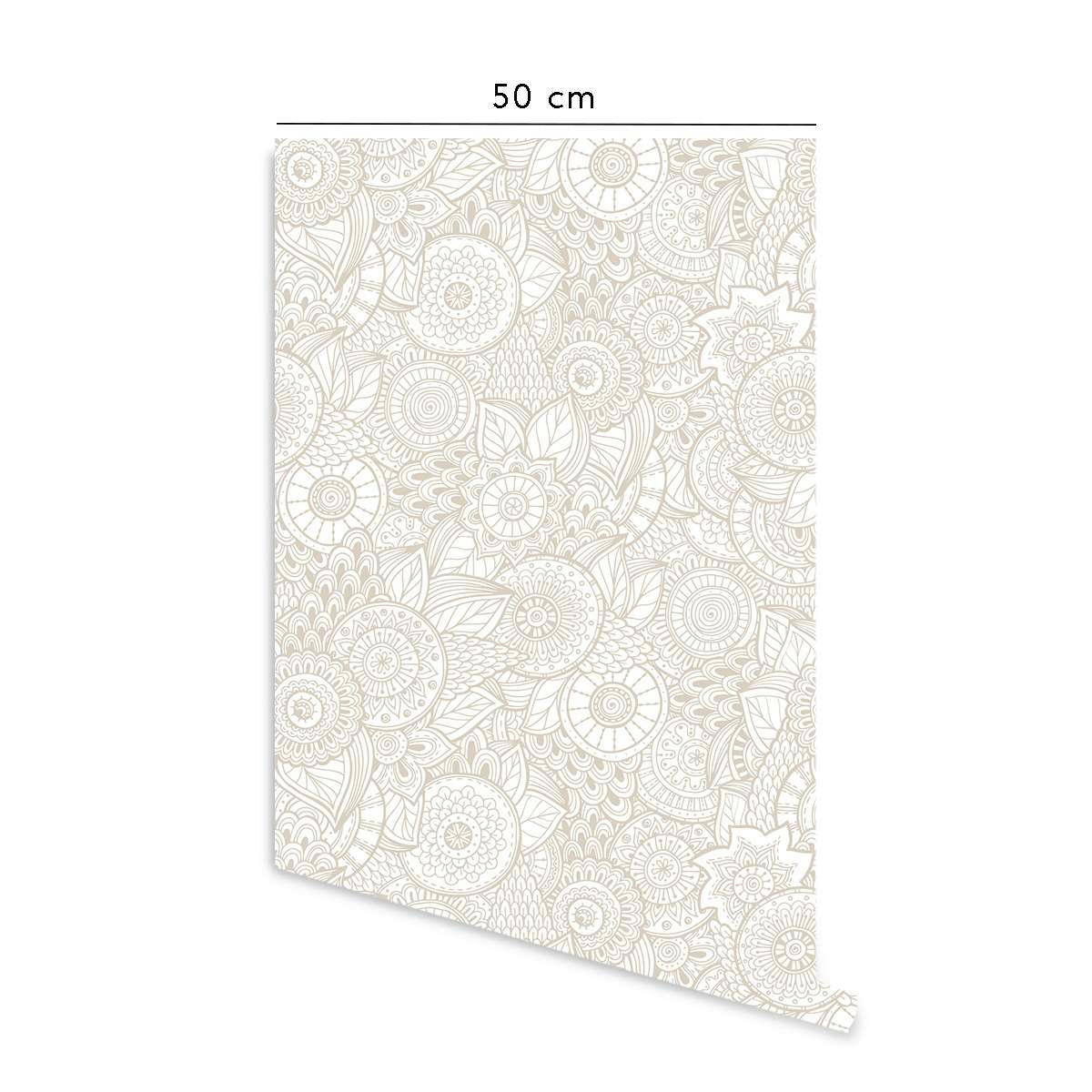 BOHOCHIC - Papier peint vinyle adhésif boho chic écru 50x300 cm