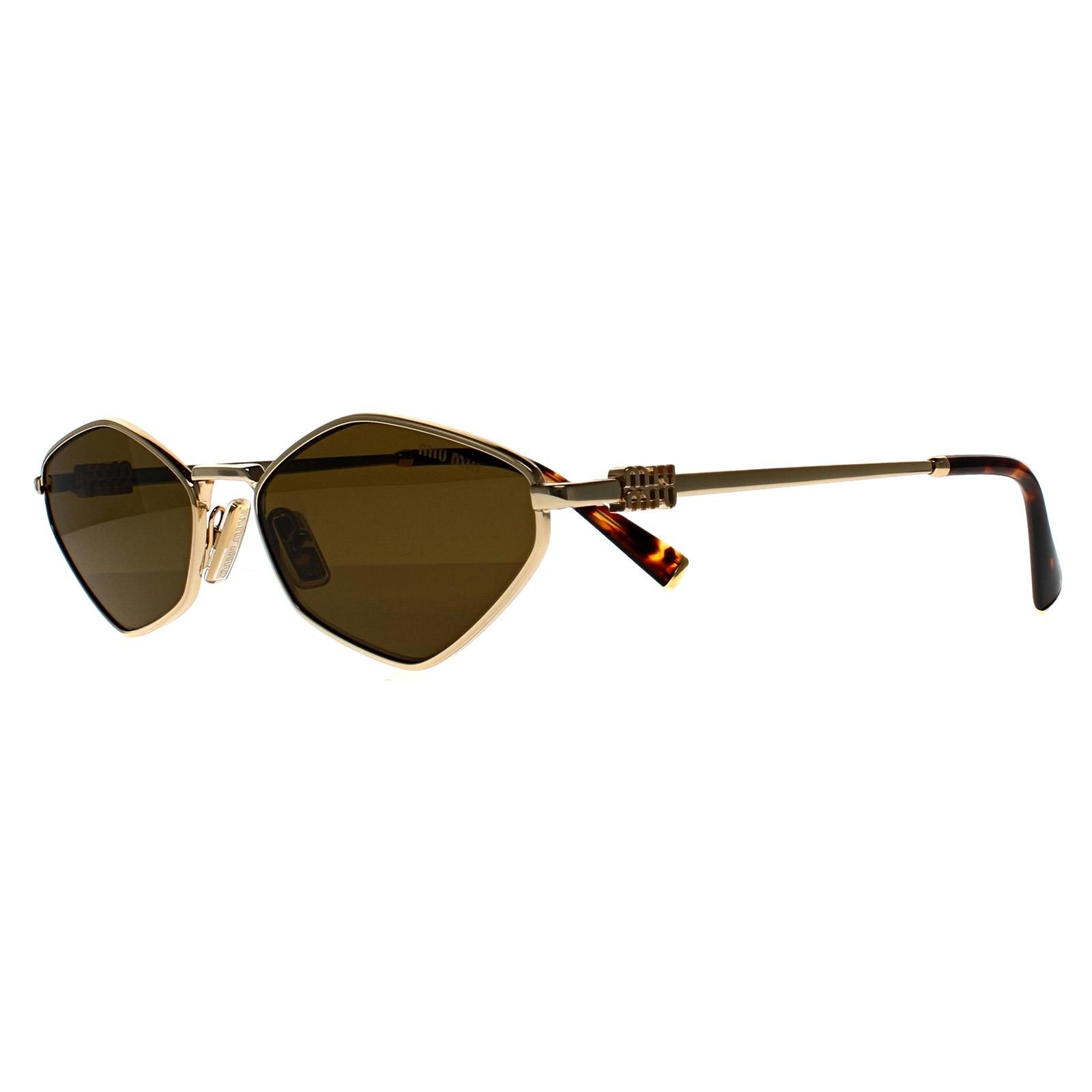Miu Miu Oval Gold Dark Brown MU 56ZS