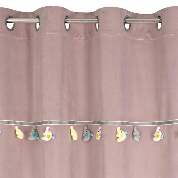 Zasłona Dziecięca Różowa ze Słonikami KIDS 250x140