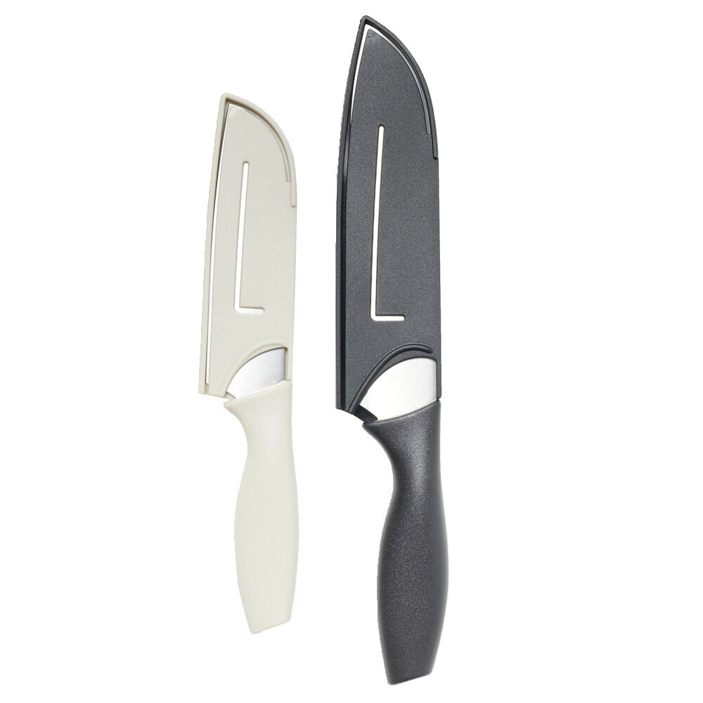 Couteau de cuisine x2 acier avec protection 3,5x33cm