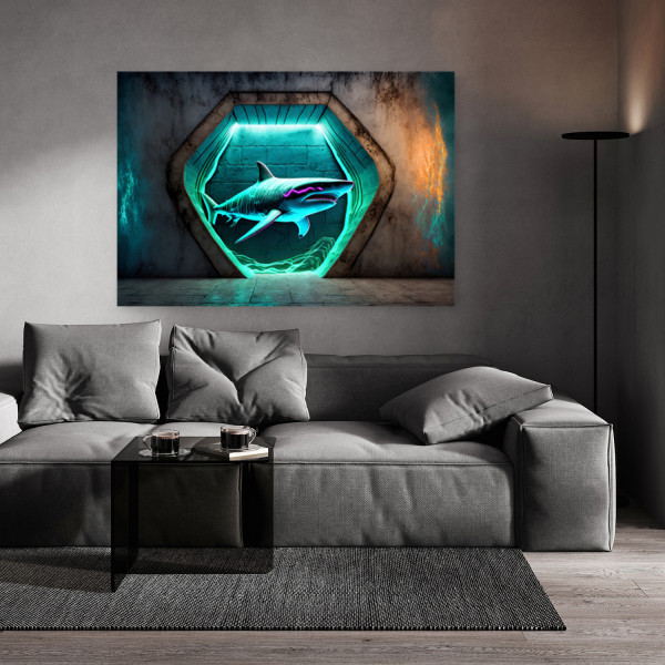 Feeby Obraz na płótnie, Zwierzęta Neon Rekin 60x40