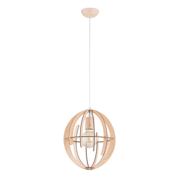 Lampa wisząca jasne drewno-biała SOLARIA 1xE27x15W wym: 90x31x31 cm Alfa