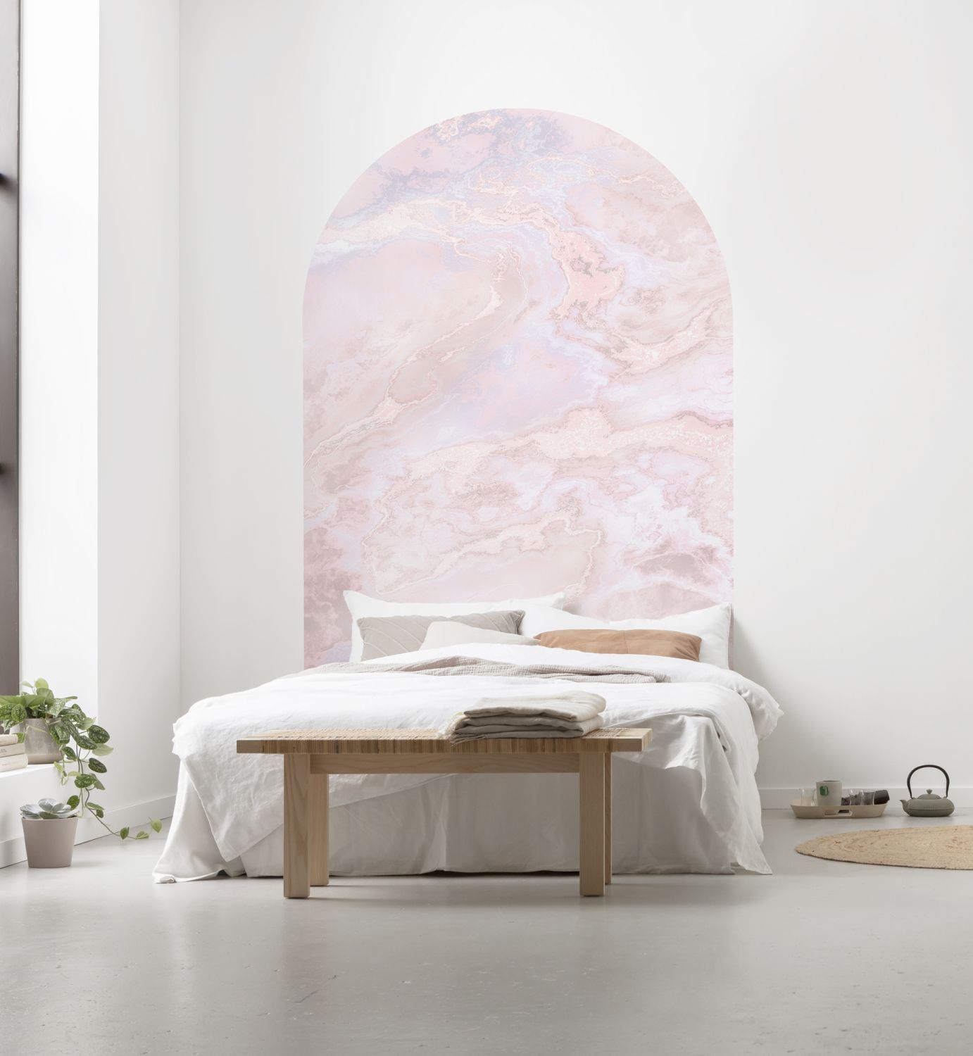 Sanders & Sanders zelfklevende behangcirkel marmer roze - 127 x 200 cm - 611745