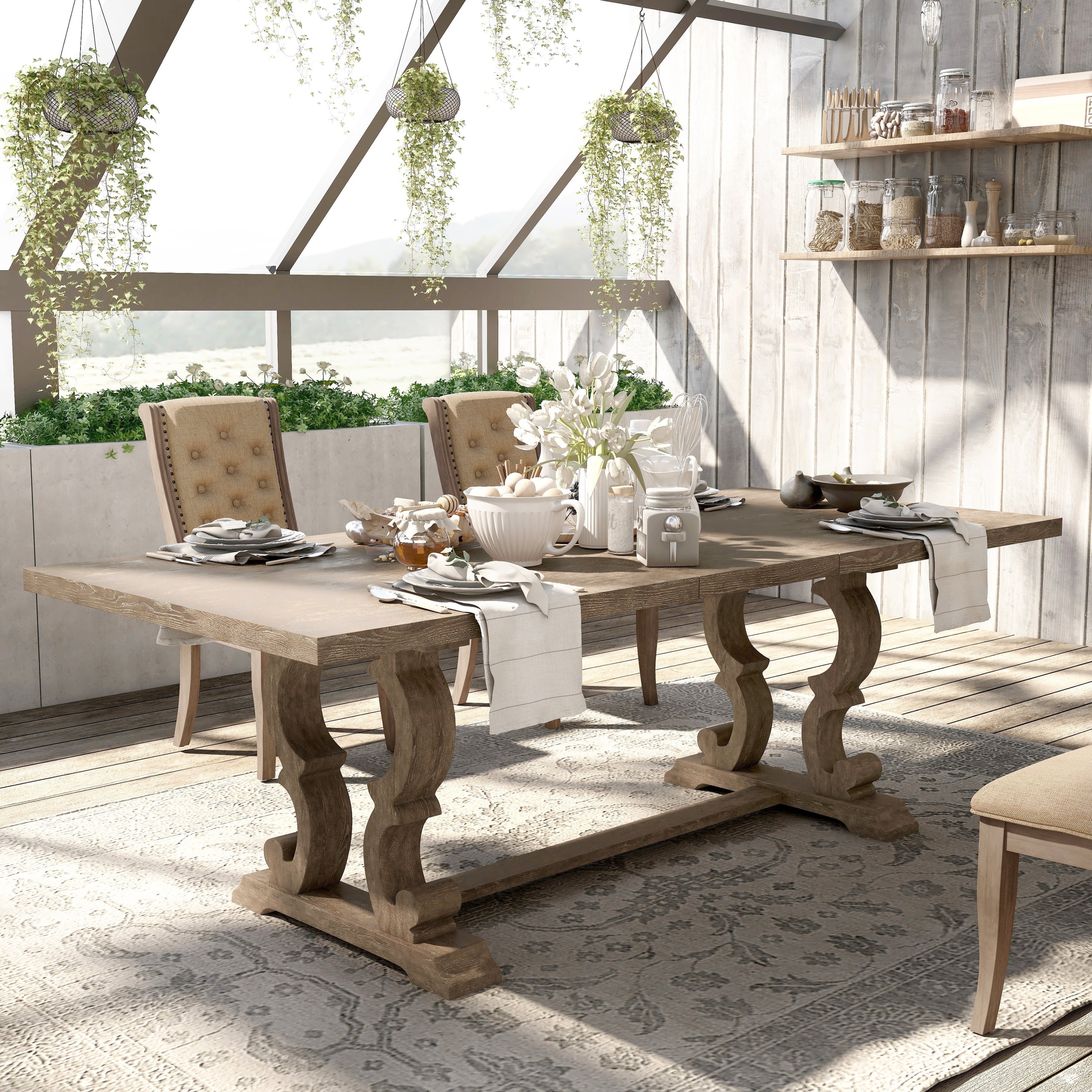 The Gray Barn Windswept Rustic 90-inch Wood Expandable Dining Table