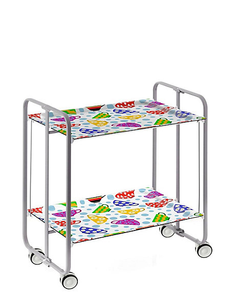 Desserte pliante BAUHAUS avec roulettes, Structure grise, 2 niveaux, 4 positions