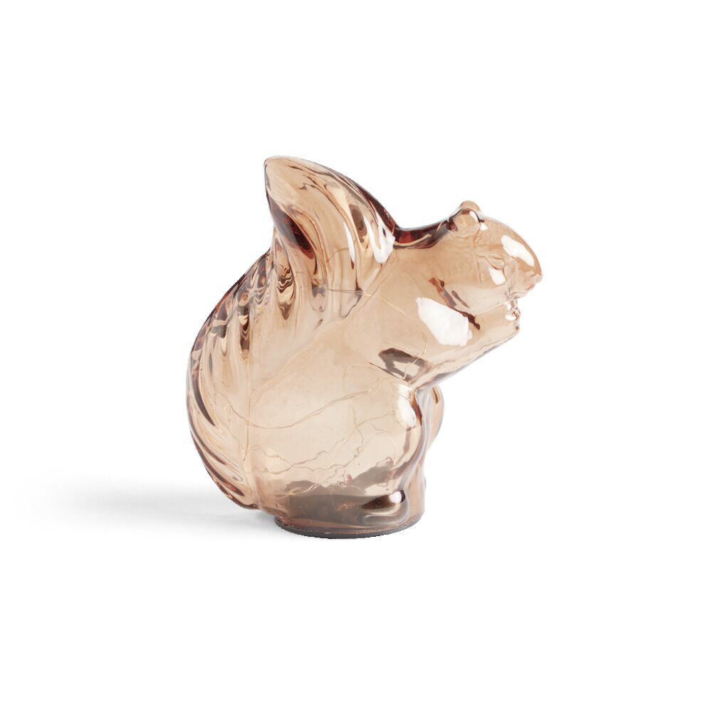 écureuil décoratif en verre brun avec LED 8,3x14xH15,6cm