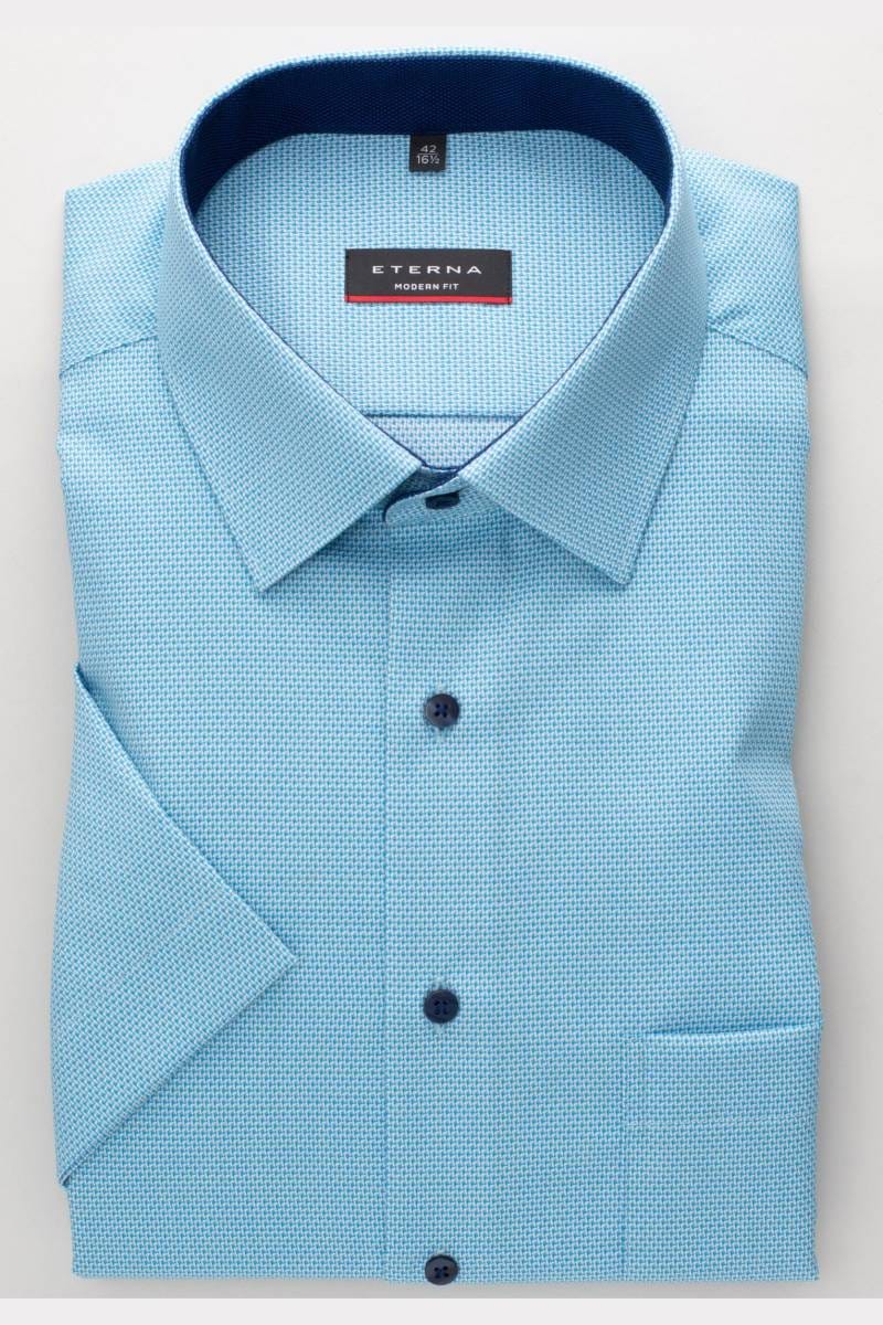 ETERNA Modern Fit Hemd türkis, Strukturiert
