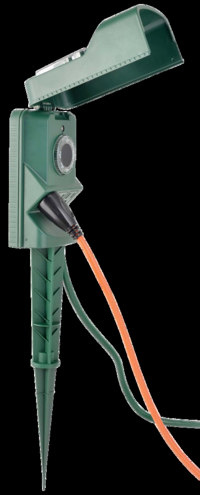 NOMA 3-Outlet Outdoor Power Stake with 6-ft Cord and timer, Green