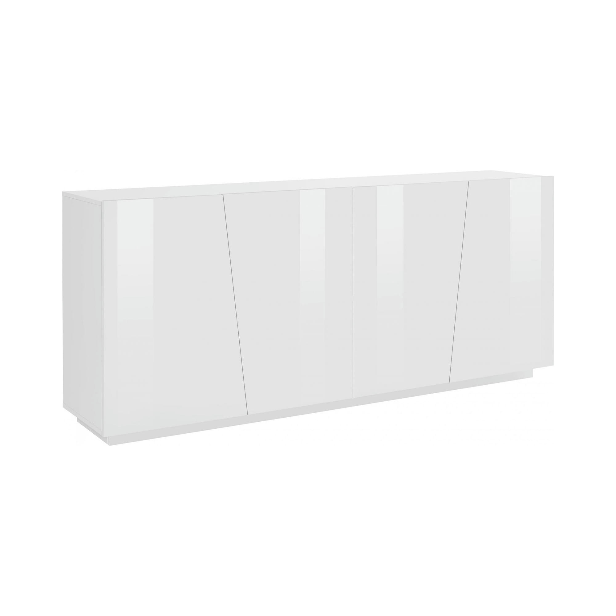 DLIGUOR - Buffet 4 portes blanc brillant effet bois