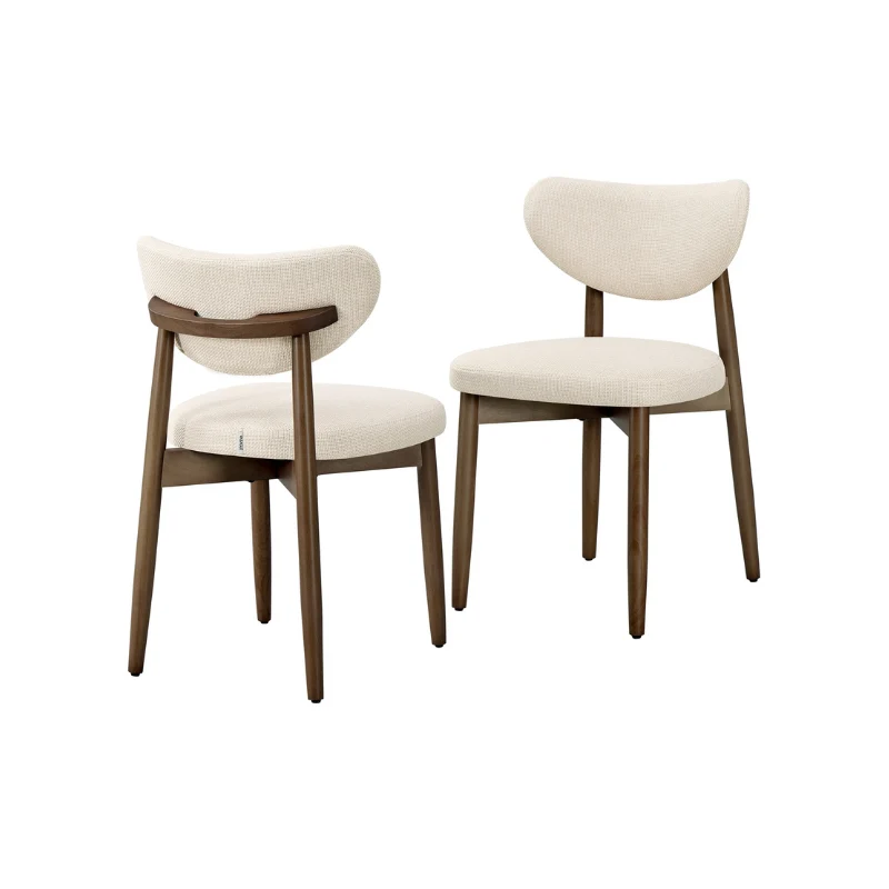Collection Mazie-Chaises de salle à manger en tissu lin avec pieds en bois massif