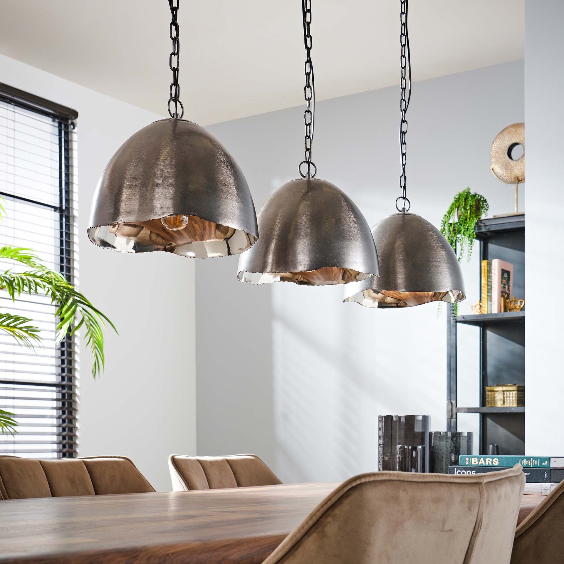 by fonQ Logan Hanglamp 3-lichts - Zwart/Nikkel