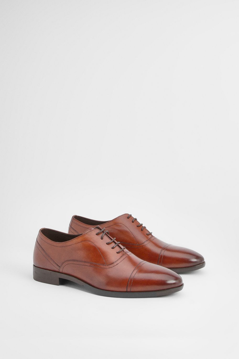 Burton Tan Leather Smart Oxford Toe Cap Shoes