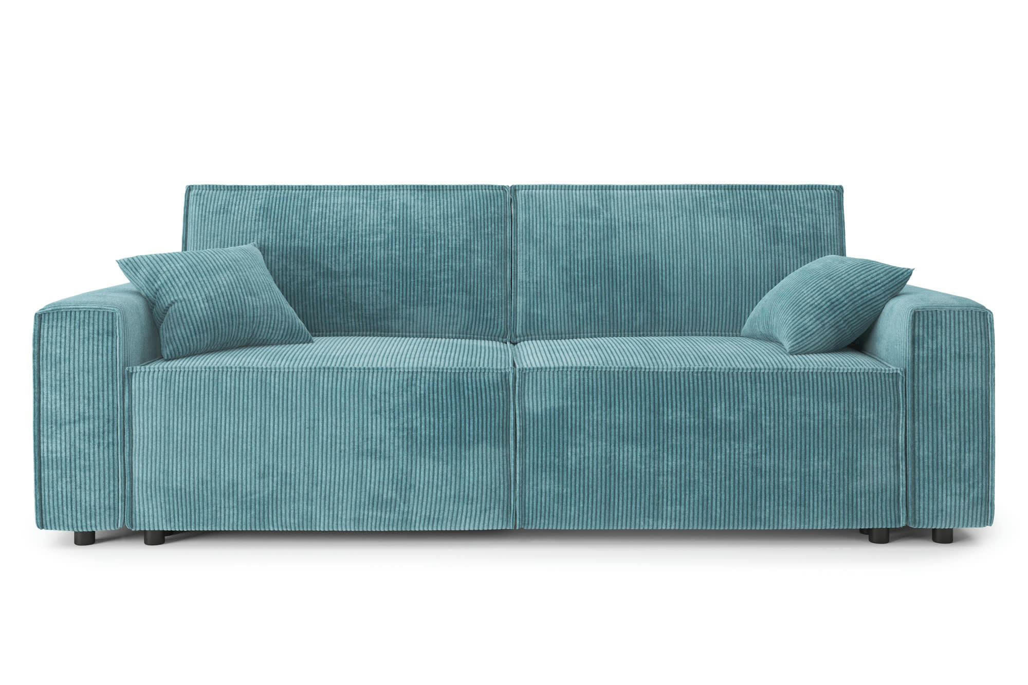 MIRA - Canapé droit convertible en velours côtelé 3 places bleu