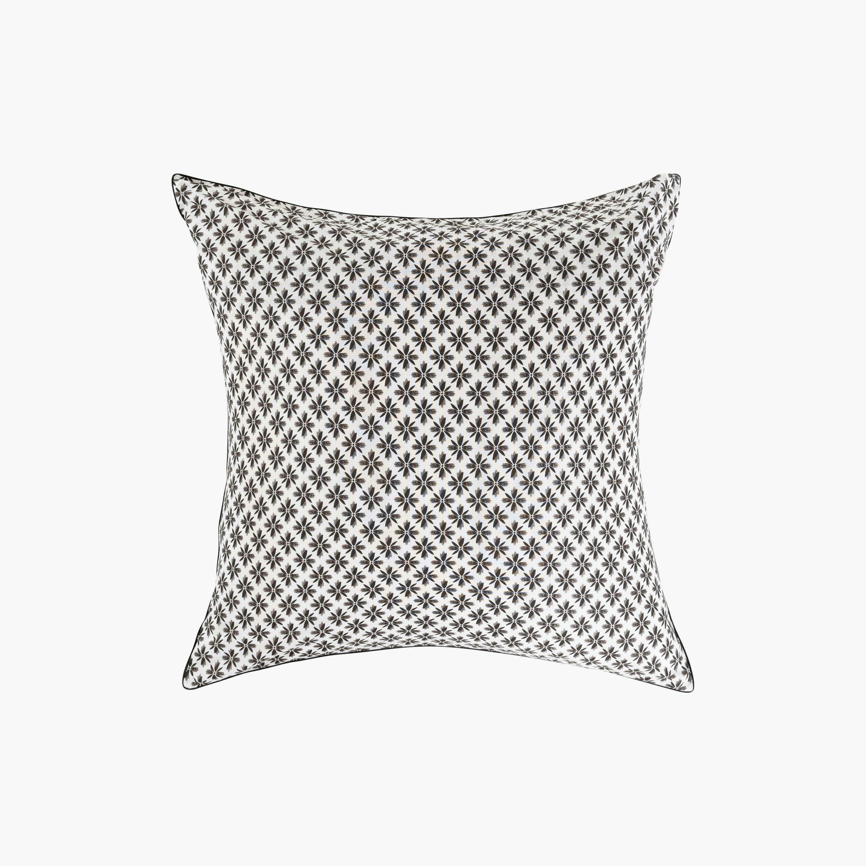 AZULEJOS - Taie d'oreiller carrée réversible percale de coton  blanc 64x64