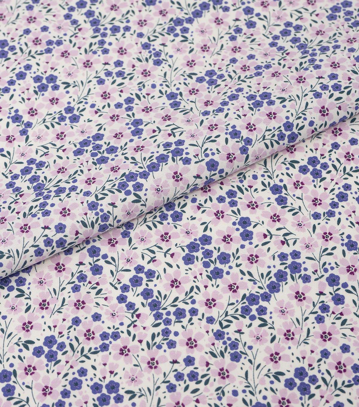 Purple & Blue Flowers Quilt Cotton Fabric by Keepsake Calico