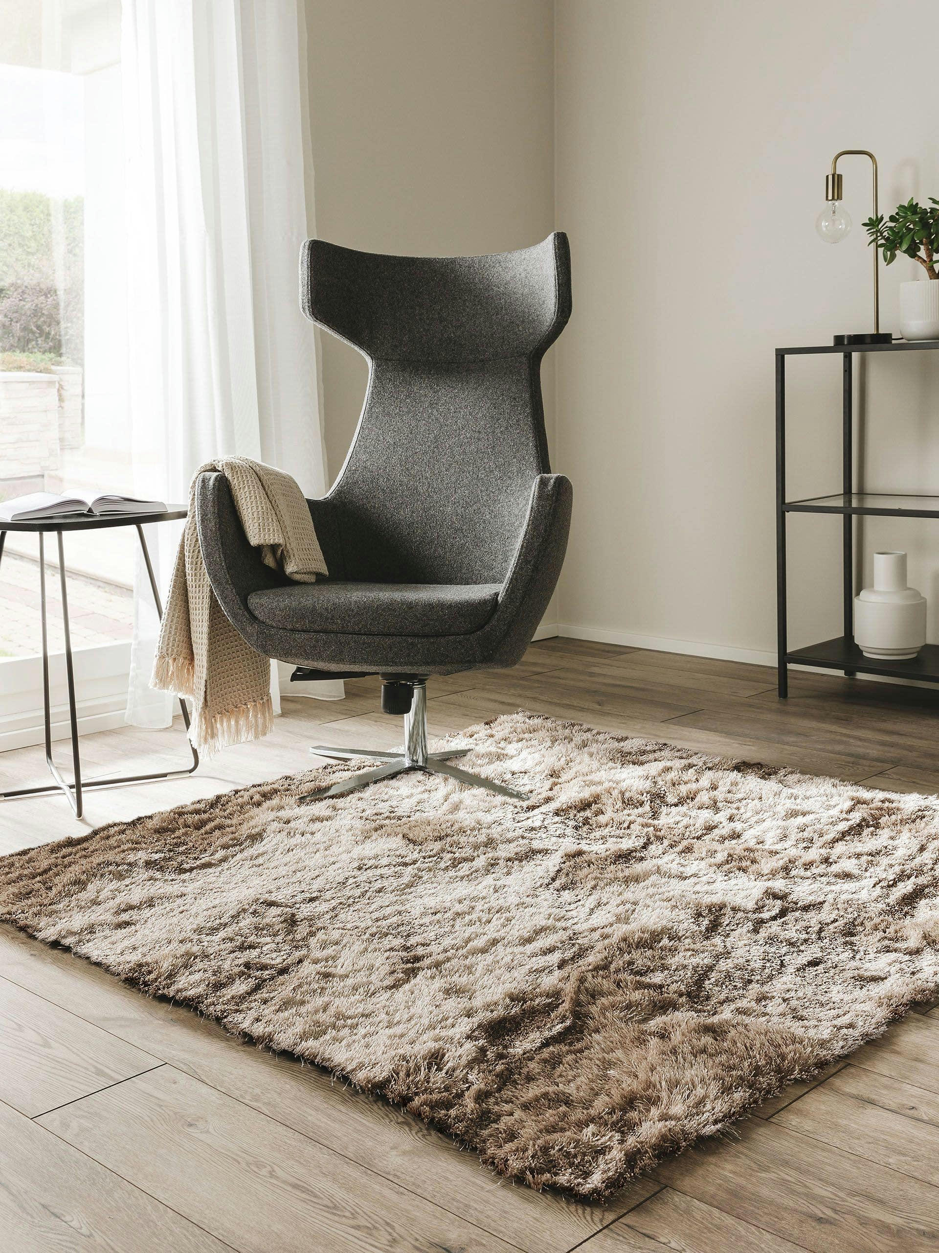 WHISPER - Tapis à poils longs marron clair 200x200