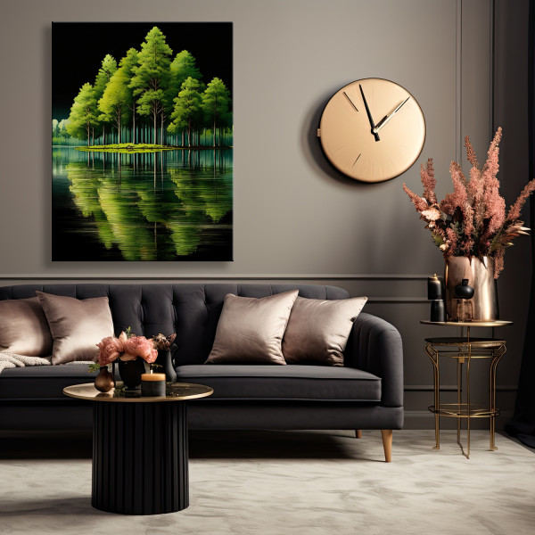 Feeby Obraz na płótnie, Zielony Las nad jeziorem 40x60