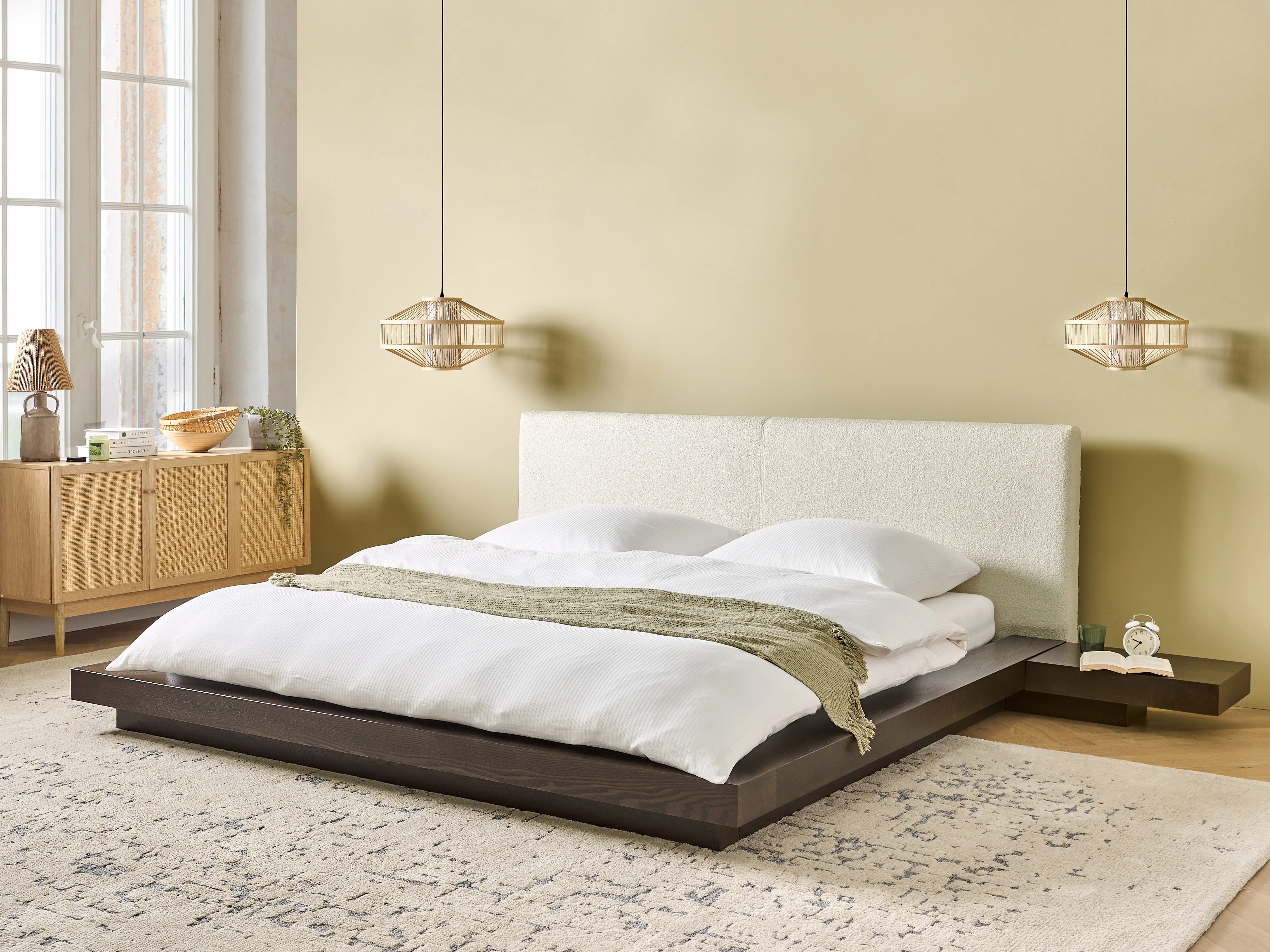 Bed Boucle ZEN 180 x 200 cm (EU Super King) Dark Ash Wood