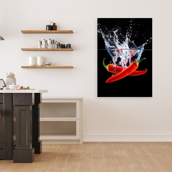 Obraz do kuchni jadalni, Czerwone papryczki 20x30