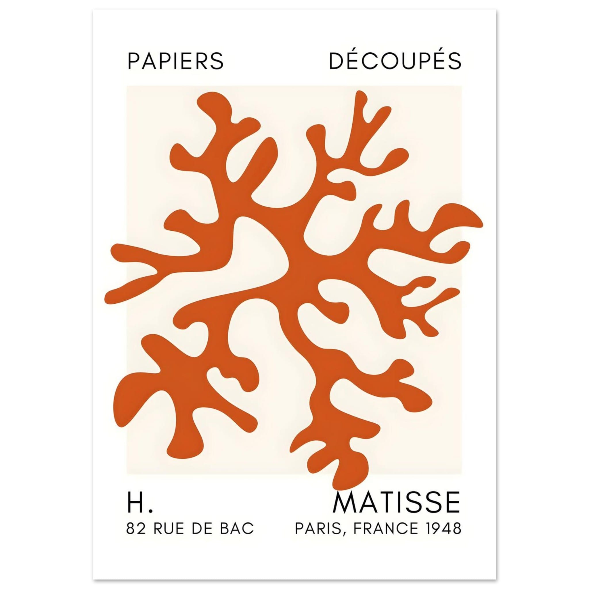 Artfulprints Poster Matisse – Dreamy coral flower orange  - A4 21x29.7 cm - Oranje