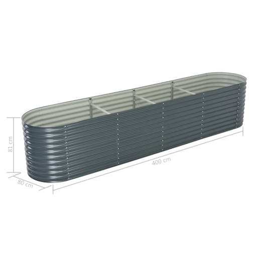NNEVL Garden Raised Bed 400x80x81 cm Galvanised Steel Grey