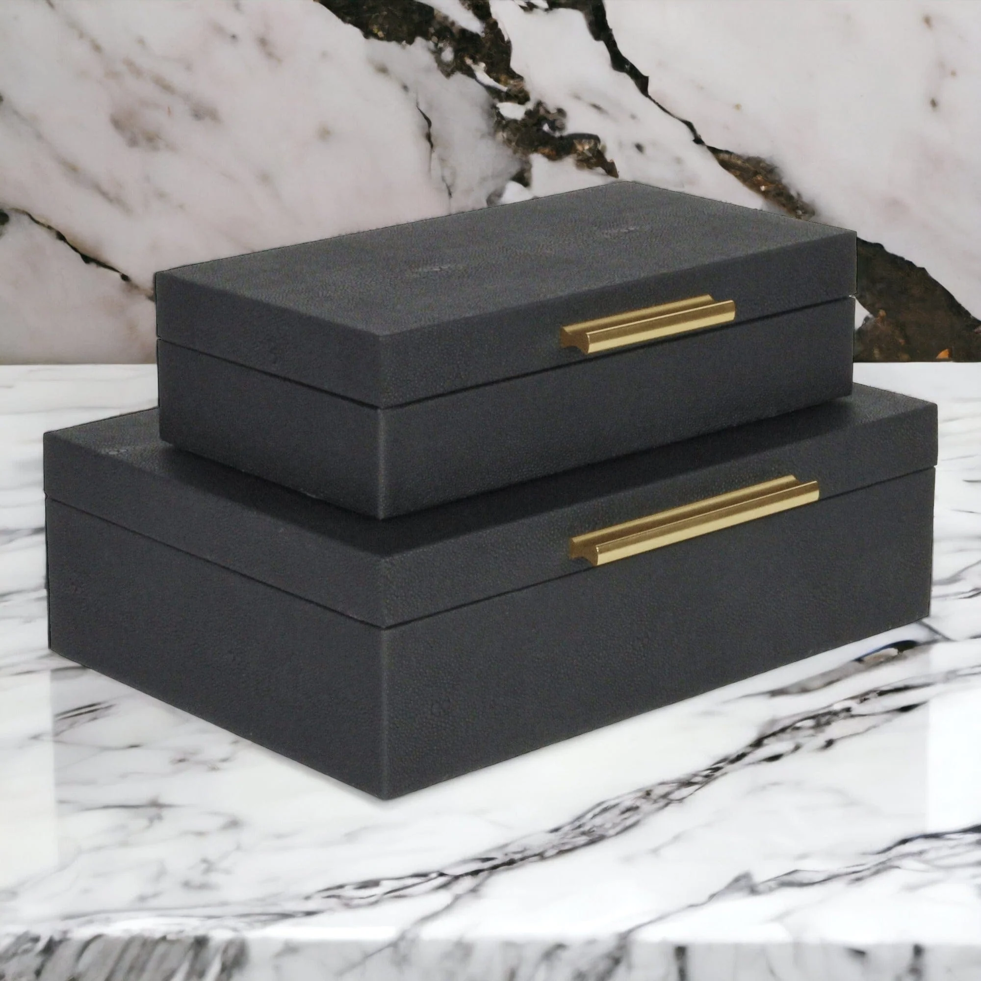 Lusan Black Vinyl Decorative Box Set