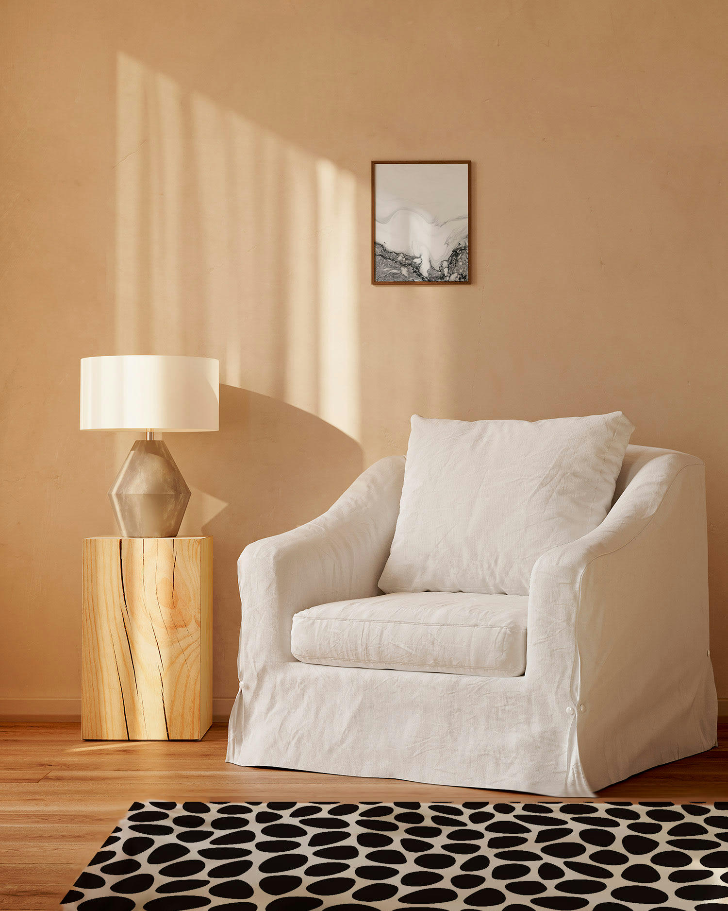 ALFOMBRAS MINIMALISTAS 2 - Tapis vinyle motif pavée noir 80x200cm