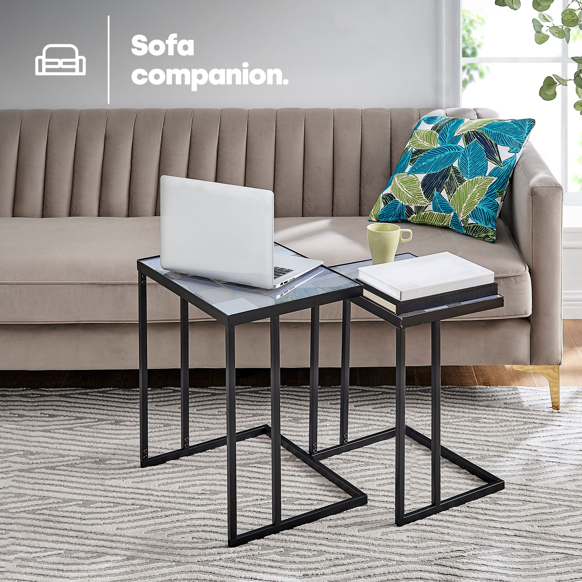 LIVIVO KAVIC 2pc Sofa Side Table Set