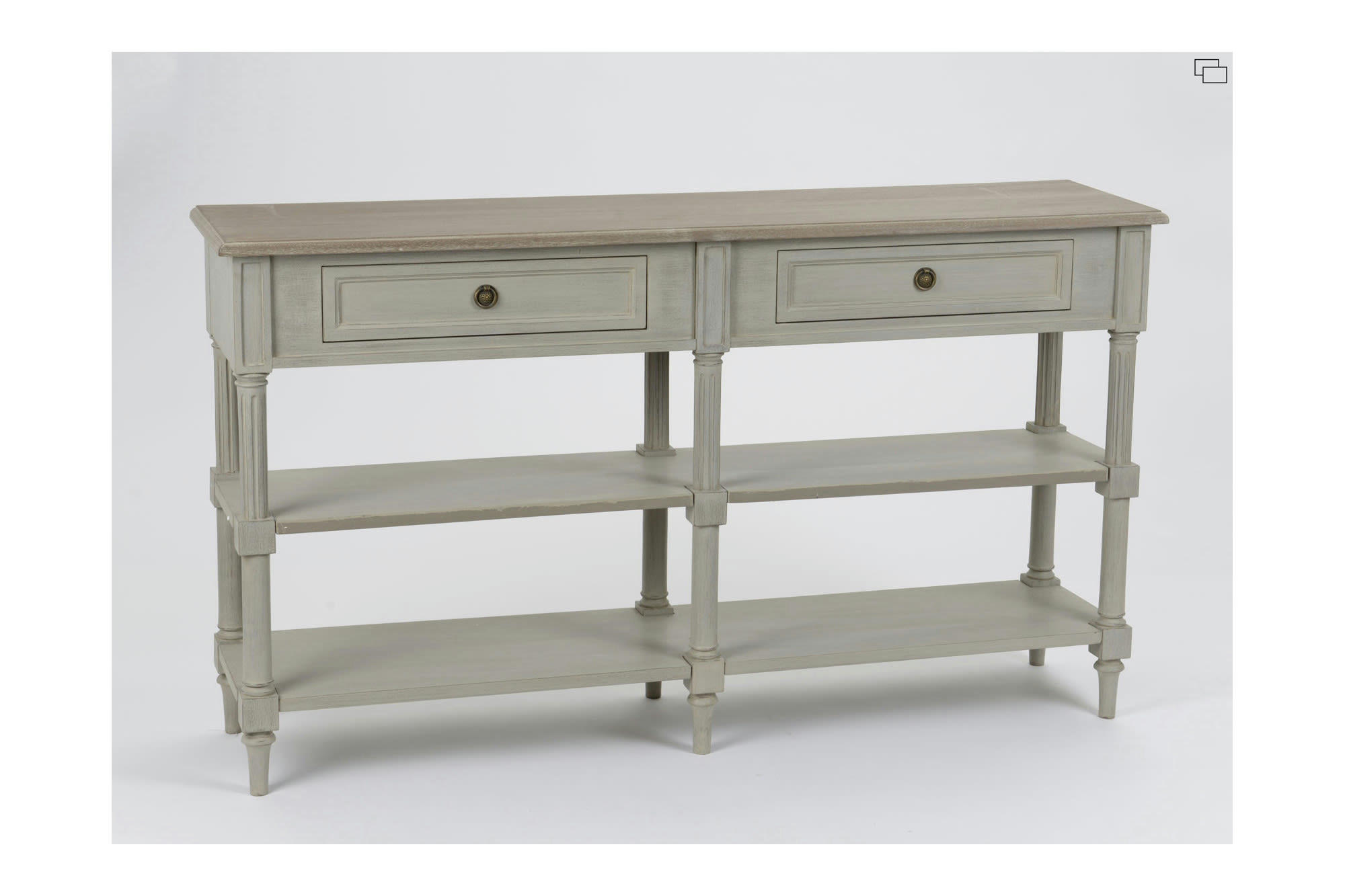 EDWARD - Console drapier en bois 2 tiroirs 2 tablettes