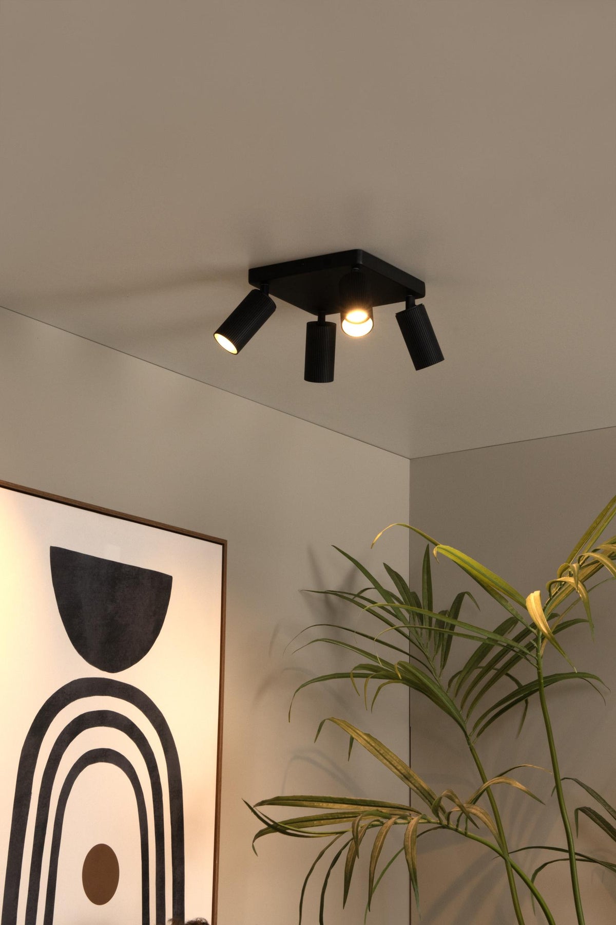 Lucide plafondspot CLUBS - 4xGU10 - Zwart