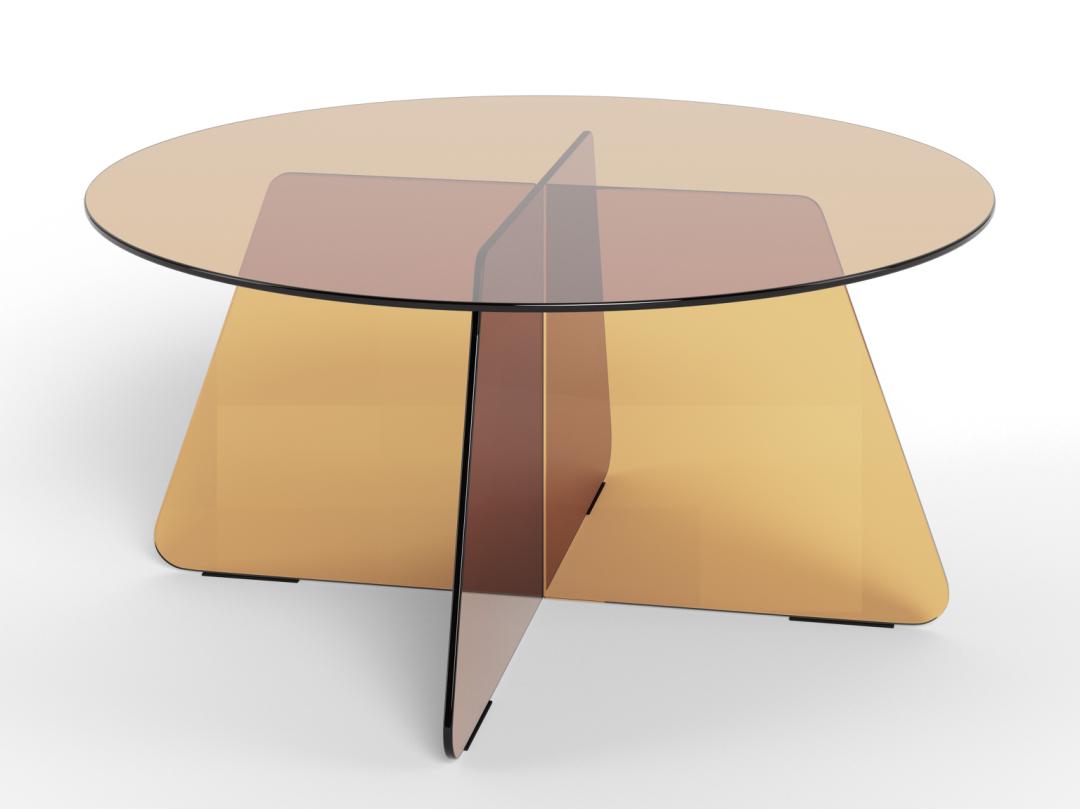 Rebellenclub Circe Salontafel - ø80 cm - Bruin Glas