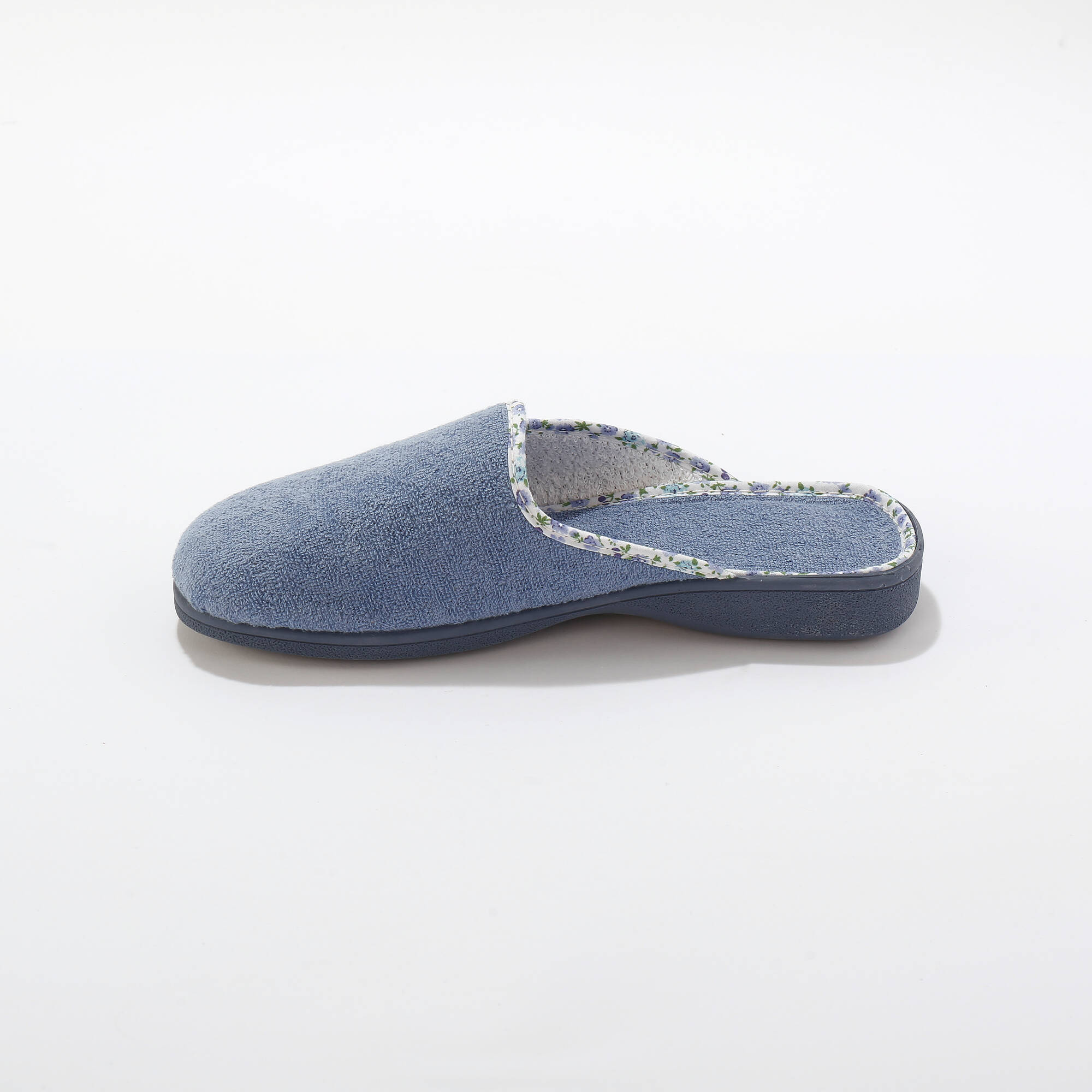 Mules plates souples biais fleuri