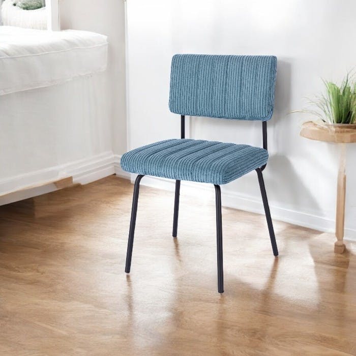 Chaise velours grosses côtes bleu pétrole (lot de 2) IENA