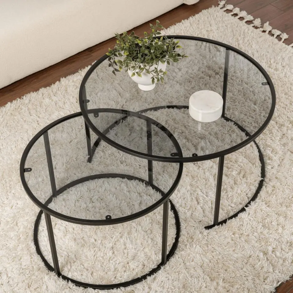 CALICOSY - Set van 2 Salontafels AURUM - 43x80x80 cm