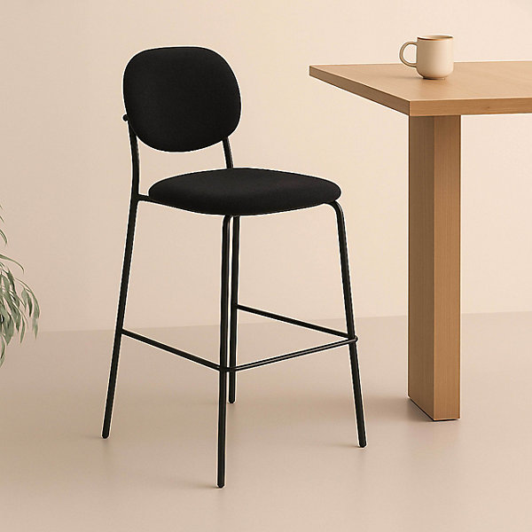 Lot de 2 chaises hautes en acier et tissu noirOviala
